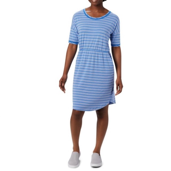 COLUMBIA WOMENS PFG SLACK WATER™ KNIT DRESS STORMY BLUE STRIPE -Size 1X - Picture 8 of 11